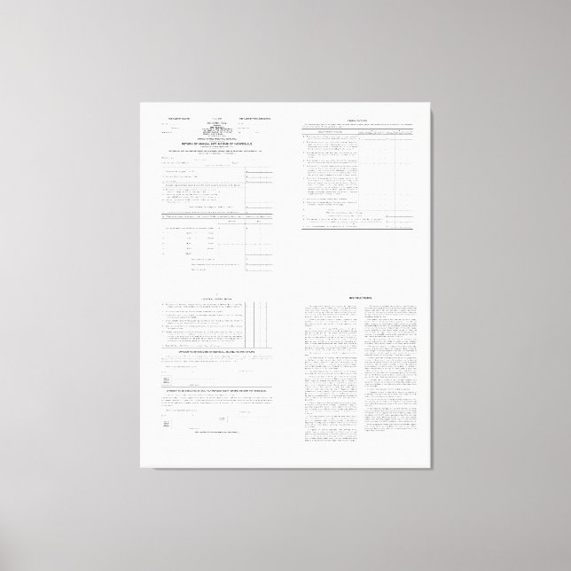 Toile Premier formulaire d'impôt américain sur le revenu (Recto)