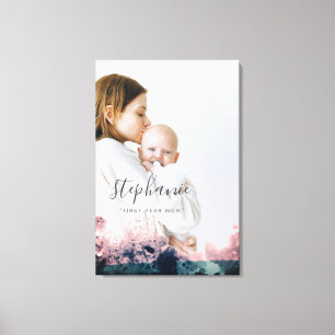 Toile Première année personnalisée maman Rose photo Or