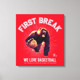 Toile Première coupure, basket-ball d'amour, gorille