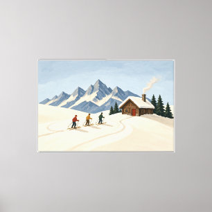 Toile Première Course Art Ski Vintage