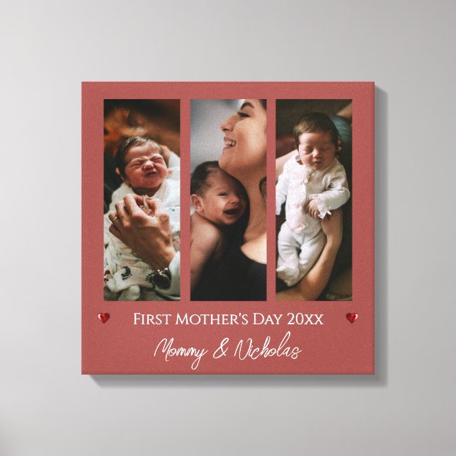Toile Première fête des mères Trois photos Collage en te (Recto)