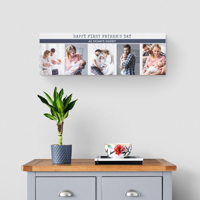 Toile Première Fête des pères en tant que papa - 5 Photo (Créateur téléchargé)