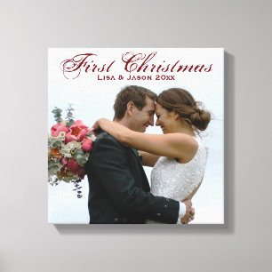 Toile Première photo de mariage de Noël avec noms