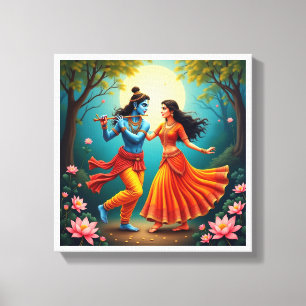 Toile présentant des peintures spirituelles de Radha Kri