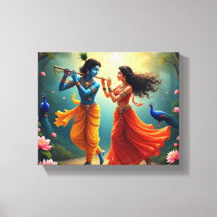 Toile présentant des peintures spirituelles de Radha Kri