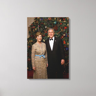 Toile Président George Bush, Laura Christmas Maison Blan