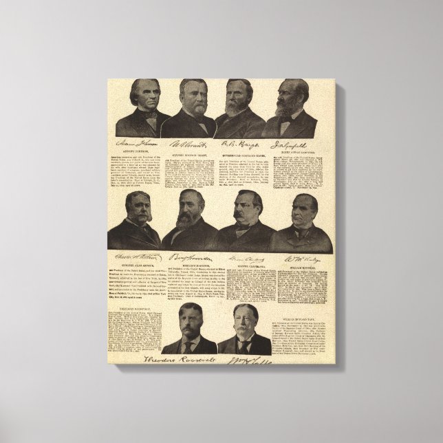 Toile Présidents US, autographes, biographies (Recto)