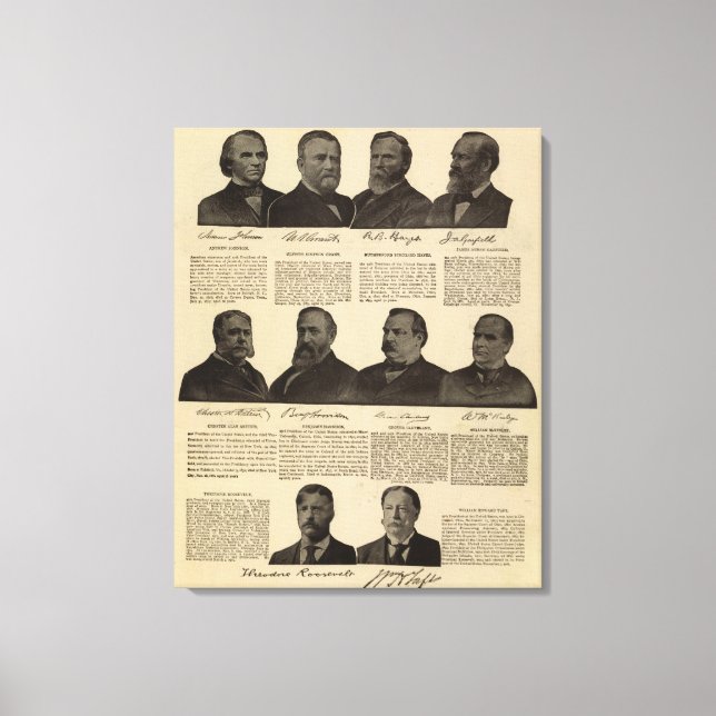 Toile Présidents US, autographes, biographies (Recto)