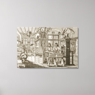 Toile Presse typographique allemande médiévale (gravure)