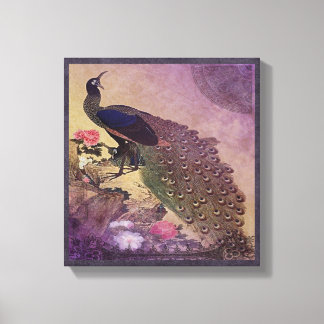 Toile Pretty Peacock et Peoné en violet