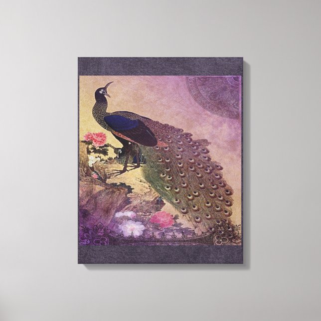 Toile Pretty Peacock et Peoné en violet (Recto)