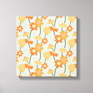 Toile Pretty retro muted 1970 s flowers