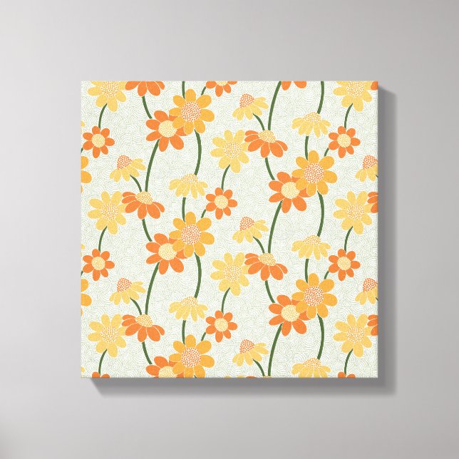 Toile Pretty retro muted 1970 s flowers (Recto)