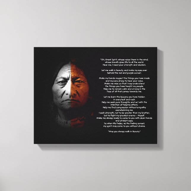 Toile Prière au Grand Esprit, citation "Sitting Bull" (Recto)