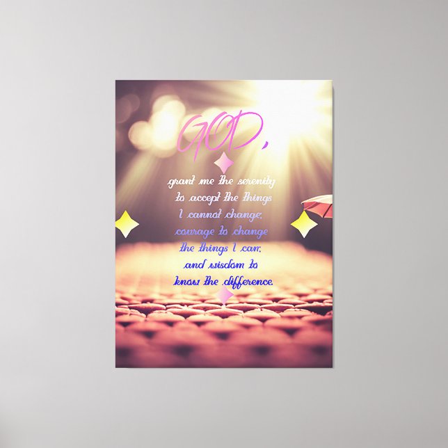 Toile Prière De Sérénité Avec Inspiration De L'Art Chrét (Recto)