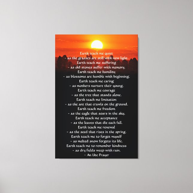 Toile Prière inspirante, la Terre m'apprend (Recto)