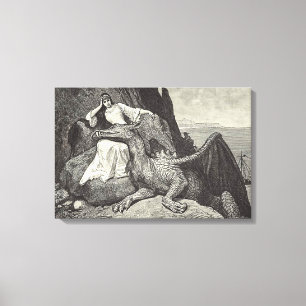 Toile Princesse et Pet Dragon Médiéval