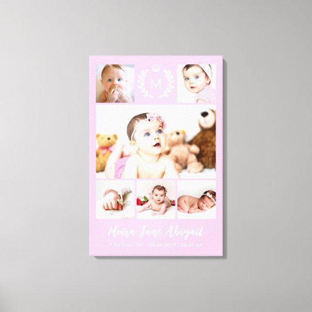 Toile Princesse Monogram Rose Baby Photo Collage (Recto)