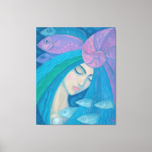 Toile Princesse Sirène, Imaginaire sous-marin, Bleu rose