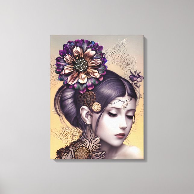 Toile Princesse Steampunk avec une fleur couleur cuivre (Recto)