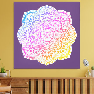 Toile Prism Flower Mandala Stretched Canvas Print