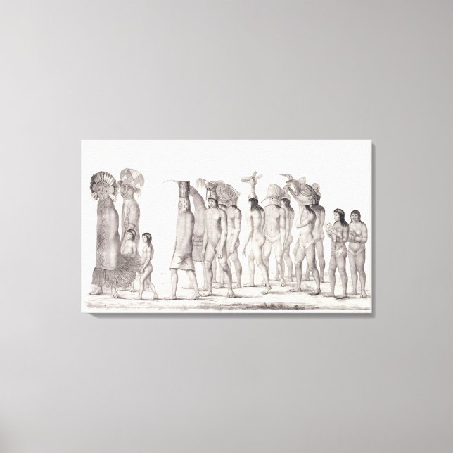 Toile Procession festive des Tecunas, de 'Travels i (Recto)