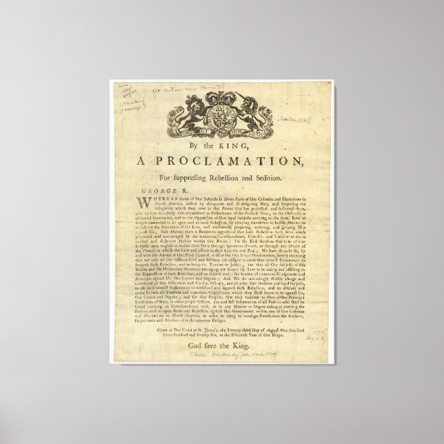 Toile Proclamation du Roi pour la répression de la rébel (Recto)