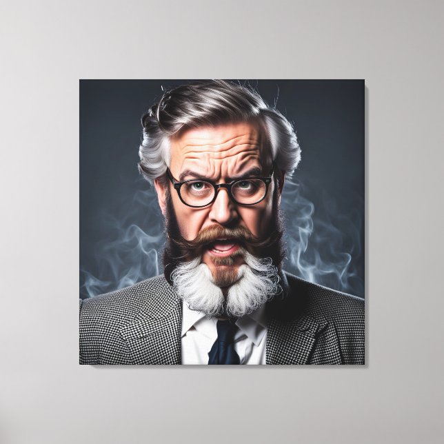 Toile Professeur fou fou avec barbe (Recto)