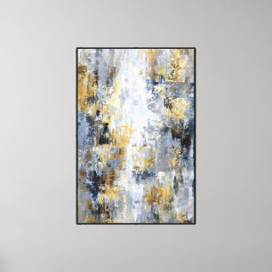 Toile Profondeur & Dérive : Abstrait Bleu Or