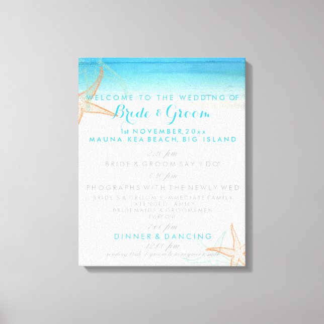 Toile Programme de mariage de plage PixDezines (Recto)