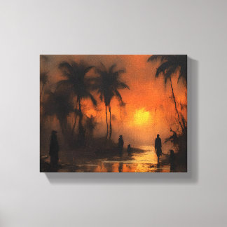 Toile Promenade au crépuscule dans la jungle