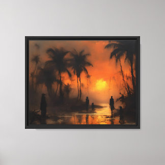 Toile Promenade au crépuscule dans la jungle