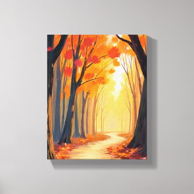 Toile Promenade dans la forêt de feuillage | Peinture à  (Recto)