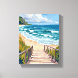 Toile Promenade de l'Océan Vagues de Plage Côtière