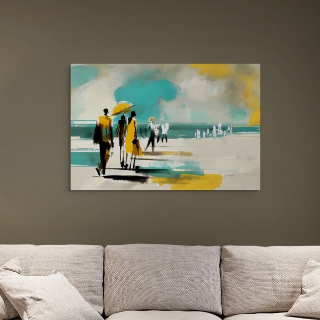 Toile Promenade ensoleillée – Figures abstraites dans un (Sunlit Stroll – Abstract Figures In Open Light)