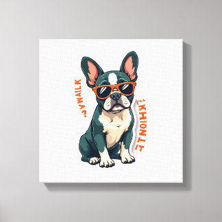 Toile Promenade Vintage J'y Réfléchirai Bouledogue Franç