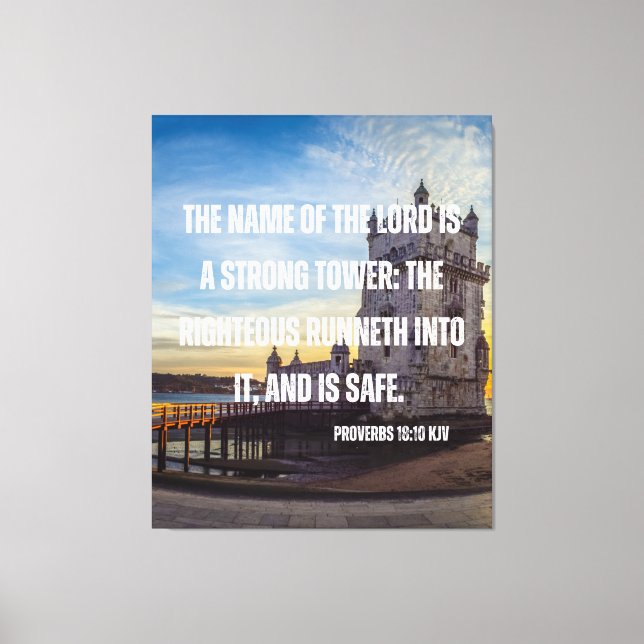 Toile Proverbes 18:10 Bible Verse Canvas Mur Art (Recto)