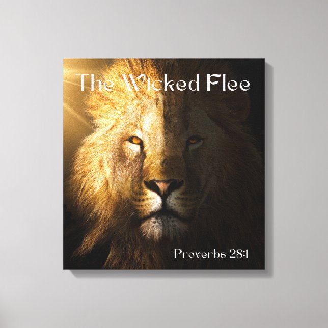 Toile Proverbes 28:1 Bible Écriture Bold Lion Canvas Art (Recto)
