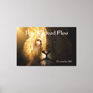 Toile Proverbes 28:1 Bible Verse Bold Lion Canvas Art