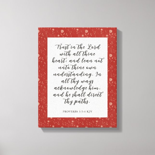 Toile Proverbes 3:5-6 KJV Bible Verbe Image (Recto)
