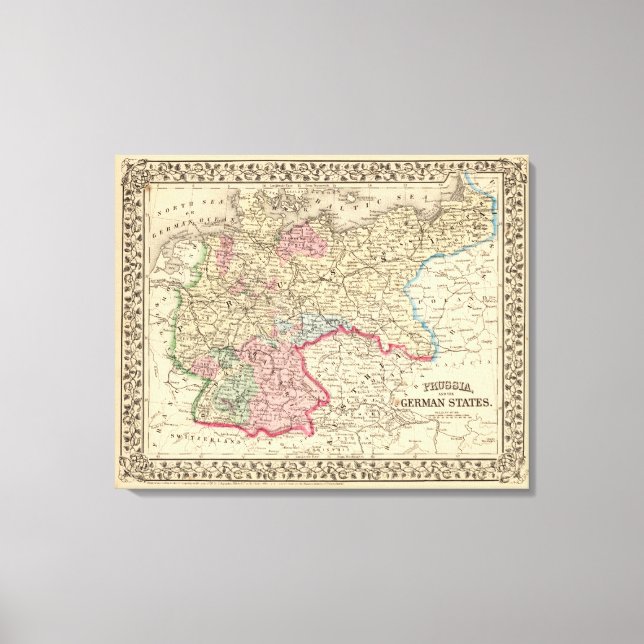 Toile Prusse, États allemands Carte par Mitchell (Recto)