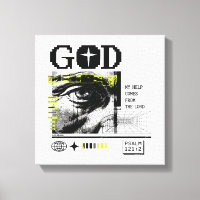 Psaume 121:2 Neon Lime Œil de Dieu CRT Glitch Art