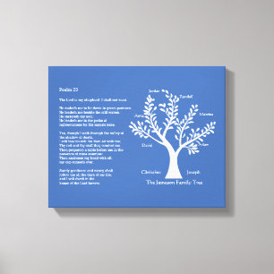 Toile Psaume 23 KJV avec arbre généalogique,