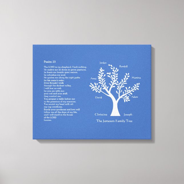 Toile Psaume 23 NIV avec arbre généalogique, (Recto)