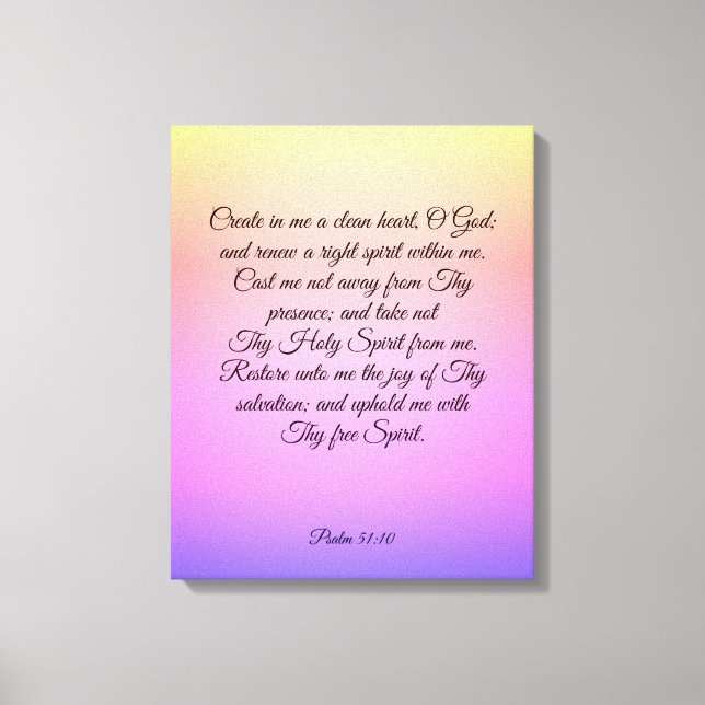 Toile Psaume 51:10-12 Canvas Imprimer (Recto)