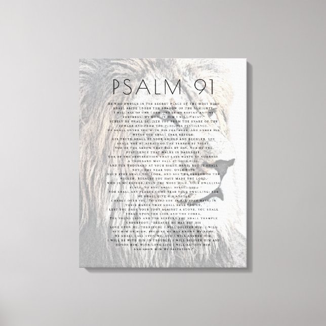Toile Psaume 91 Bible Verses Lion Head Christian (Recto)