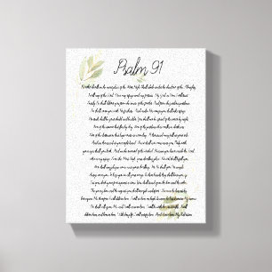 Toile Psaume 91 Écriture Biblique Art Aquarelle Feuilles