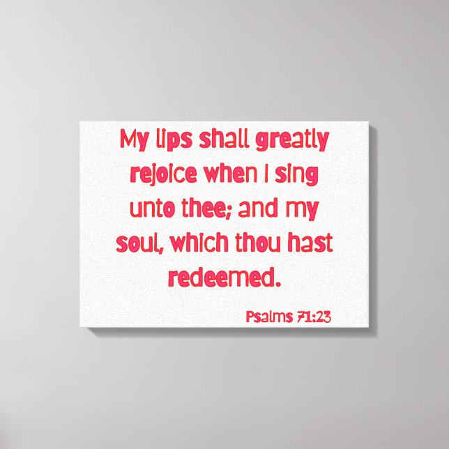 Toile Psaumes 71:23 Bible Verse KJV Wall Art (Recto)