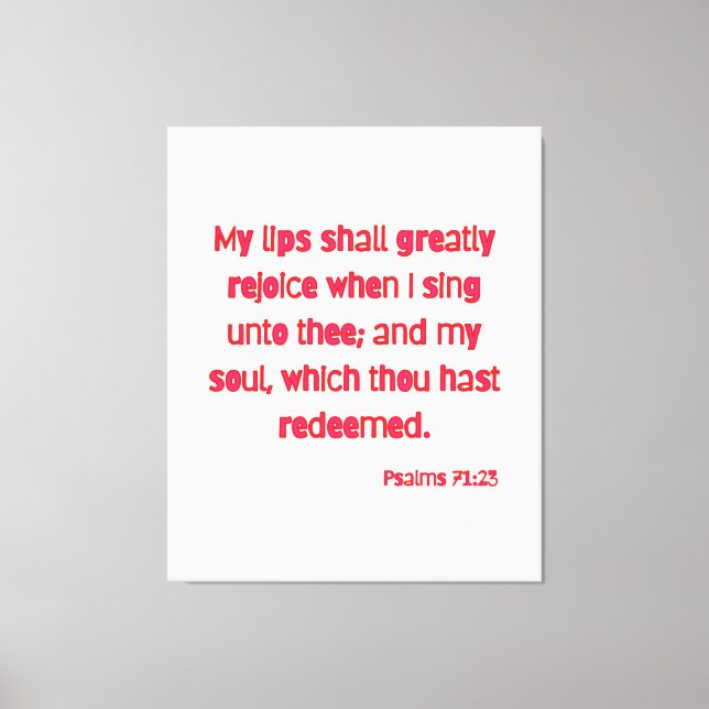 Toile Psaumes 71:23 Bible Verse KJV Wall Art (Recto)
