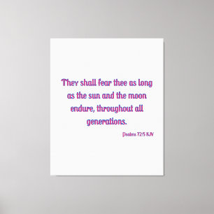 Toile Psaumes 72:5 Bible Verse KJV Wall Art